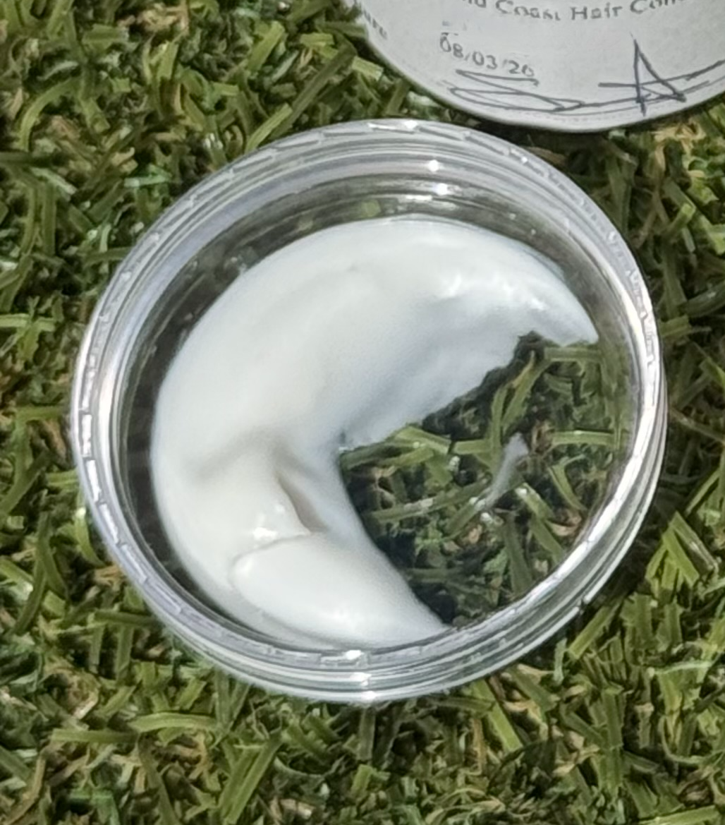 Cream texture in a sample jar